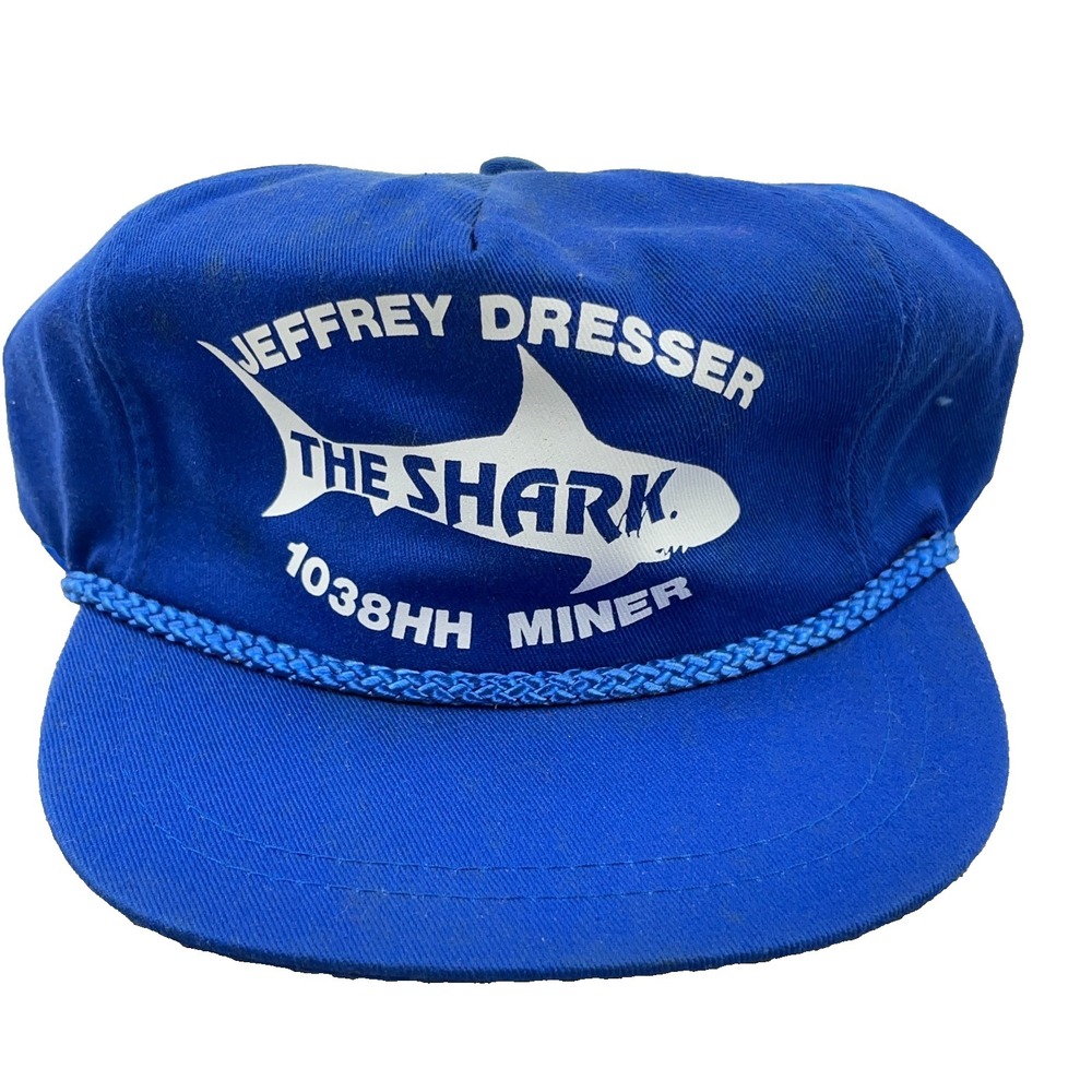 Vintage Jeffrey Dresser Trucker Hat Cap The Shark Coal Miner Patch Miner Rope *